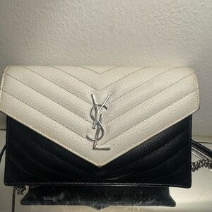 YSL Black and White Envelope Toy Kate Leather crossbody bag